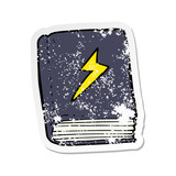 retro distressed sticker of a cartoon magic spell book