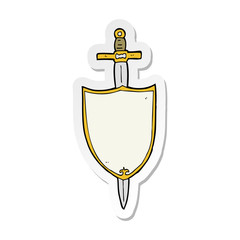sticker of a cartoon heraldic shield