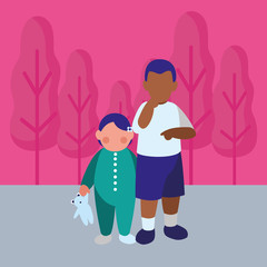 beautiful little kids couple interracial characters