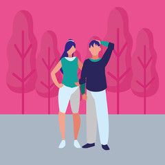 young couple avatars characters