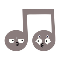 flat color retro cartoon musical note
