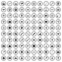 100 media icons set in simple style for any design vector illustration