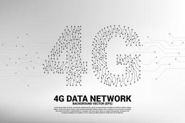 Vector 4G dot connect line circuit board style mobile data icon. Concept for data transfer of mobile and wi-fi data network.