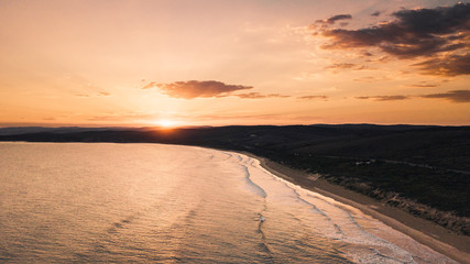 Fototapeta na wymiar Aerial View of Great Ocean Road at Sunset, Victoria, Australia