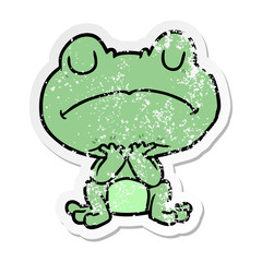 distressed sticker of a cartoon frog