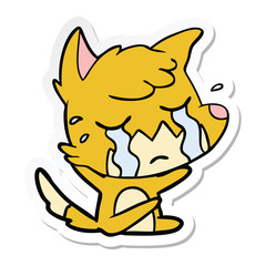 sticker of a crying fox cartoon