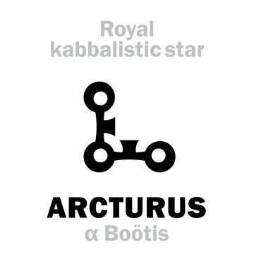 Astrology Alphabet: ARCTURUS (&alpha; Bo&ouml;tis), &laquo;Custos Ursae&raquo; (The Guardian of the Bear), arab.: Alchameth. Hieroglyphic sign (hermetic kabbalistic symbol by Cornelius Agrippa &laquo;Occult Philosophy&raquo;, 1533).