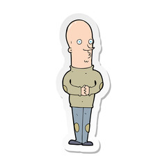 sticker of a cartoon funny bald man