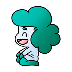 gradient cartoon of a kawaii alien girl