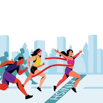 Athlete runner-up crosses the finish line first. Vector illustration in  flat style. The concept of the idea of winning in sports or in any  business. i Stock Vector Image & Art 