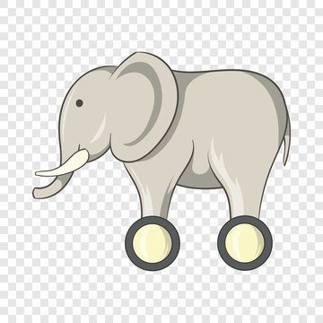 Toy elephant on wheels icon in cartoon style isolated on background for any web design 