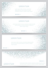 Festive silver glitter banners with sparkle. 