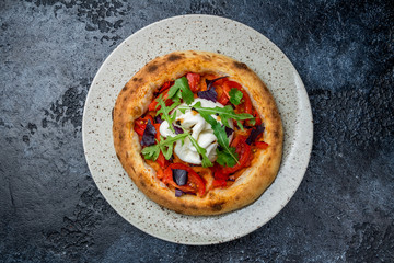 Pizza with burrata cheese