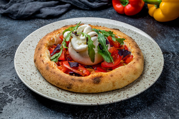 Pizza with burrata cheese