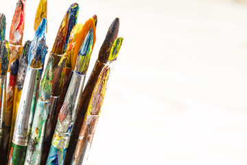 Fototapeta premium Paint brushes and paints for drawing.