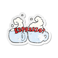 retro distressed sticker of a cartoon espresso