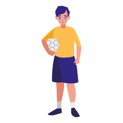 little boy with balloon soccer character