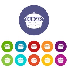 Fresh burger icons color set vector for any web design on white background