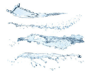 Set of clear fresh water splashes on white background