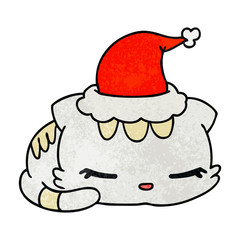 christmas textured cartoon of kawaii cat