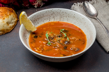 Meat Solyanka soup