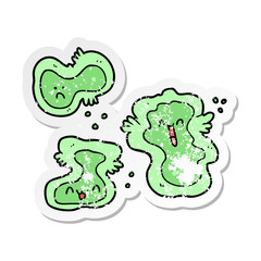 distressed sticker of a cartoon cells