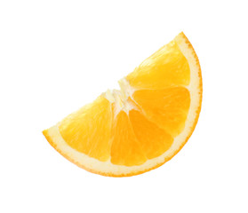 Slice of ripe orange isolated on white