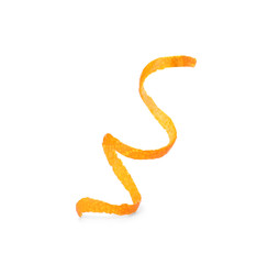 Naklejka premium Fresh orange peel on white background, top view. Healthy fruit
