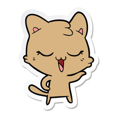 sticker of a happy cartoon cat