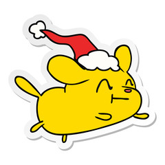 christmas sticker cartoon of kawaii dog