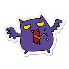 sticker cartoon of cute scary kawaii bat