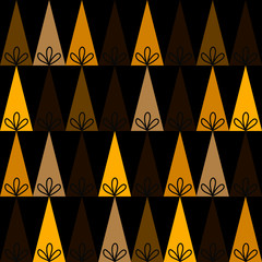 triangles of different golden colors with floral ornaments 