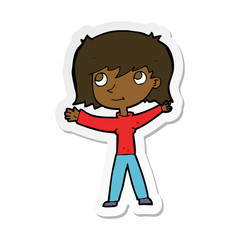 sticker of a cartoon happy girl