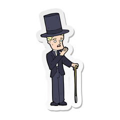 sticker of a cartoon man wearing top hat