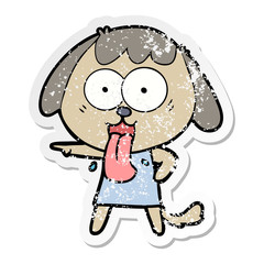 distressed sticker of a cute cartoon dog