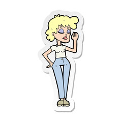 sticker of a cartoon woman ignoring