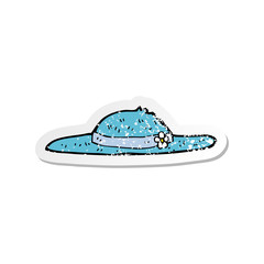 retro distressed sticker of a cartoon summer hat