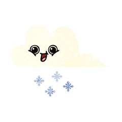 retro illustration style cartoon snow cloud