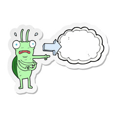 sticker of a cartoon bug pointing