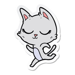 sticker of a calm cartoon cat