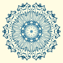 Floral Ornament In Geometric Style. Vector Illustration. Oriental Pattern. Indian, Moroccan, Mystic, Ottoman Motifs. Anti-Stress Therapy Pattern. Blue, milk color