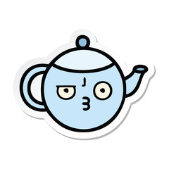 sticker of a cute cartoon tea pot