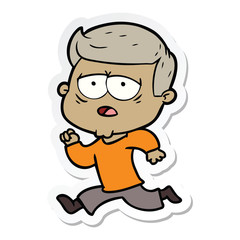 Obraz premium sticker of a cartoon tired man