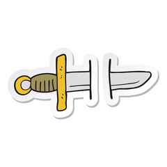 sticker of a cartoon tattoo knife symbol