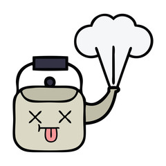 cute cartoon steaming kettle