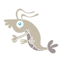 quirky hand drawn cartoon crayfish