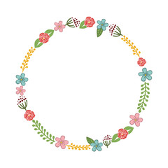 Vector illustration white background with leaf flower frame hand drawn