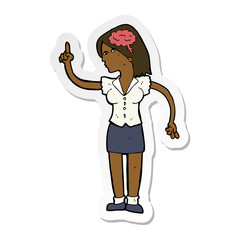sticker of a cartoon woman with clever idea