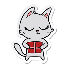 sticker of a calm cartoon cat