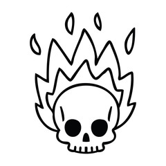 quirky line drawing cartoon skull